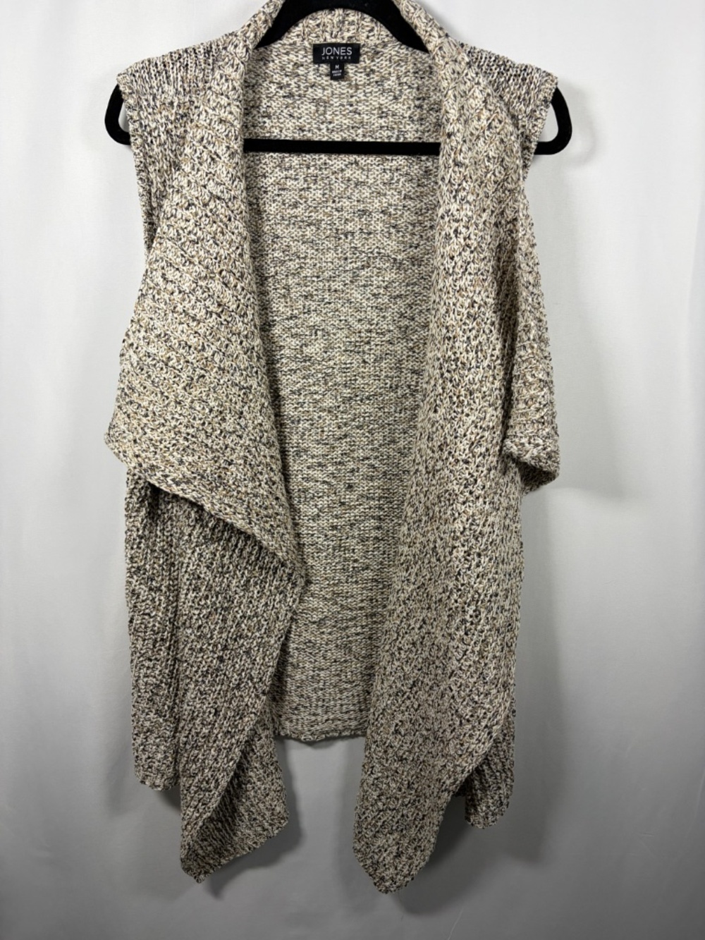 Jones New York Lagenlook Open Knit Long Neutral Tone Cardigan Women's Size M